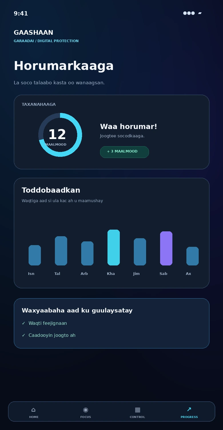 Gaashaan progress interface preview